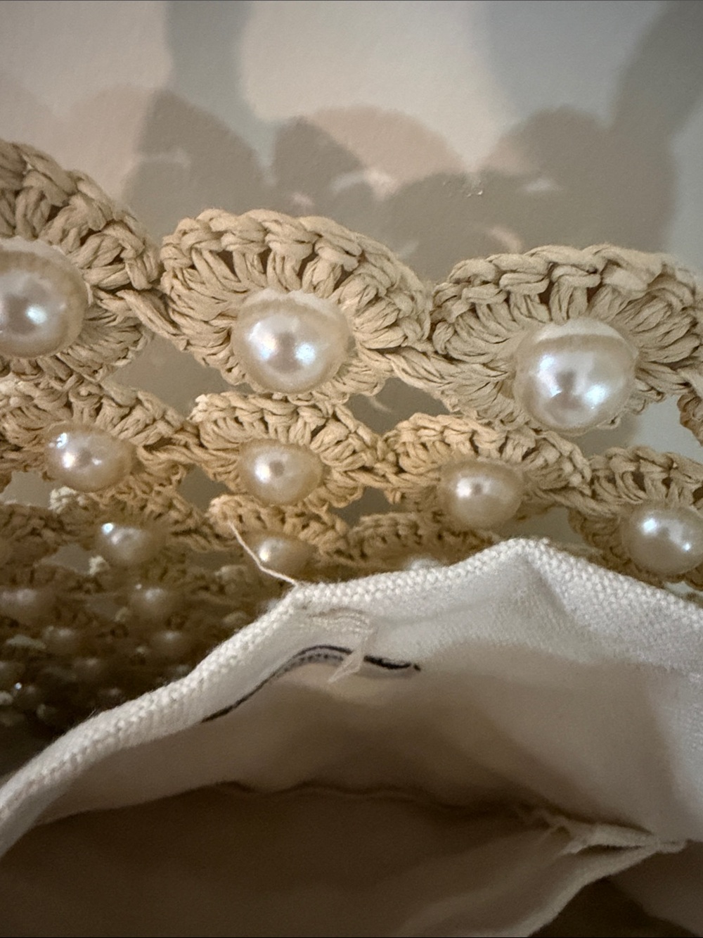 Straw and Pearl Tote Bag - Picture 3 of 3